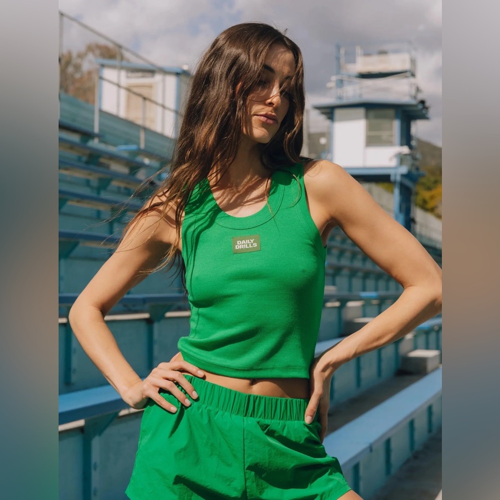 Daily Drills Ribbed Logo Tank Green